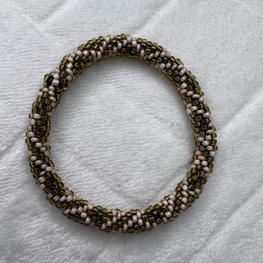 SEED BEAD SERPENTINE BRACELET- PINK, BROWN, TAN NWOT